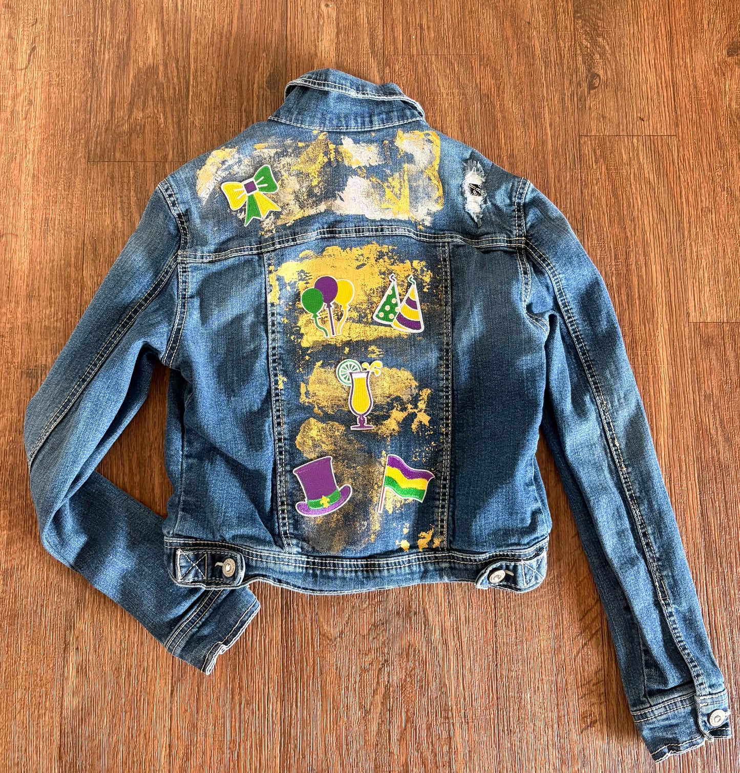 Foil Design Mardi Gras Denim Jacket