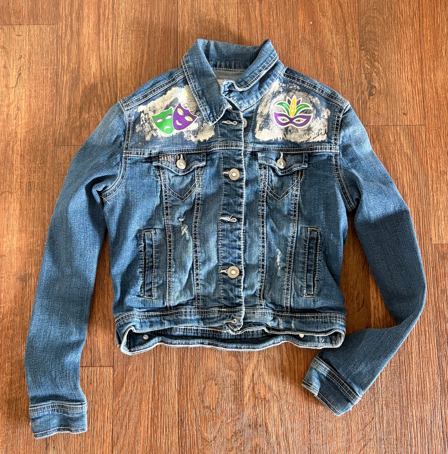 Foil Design Mardi Gras Denim Jacket