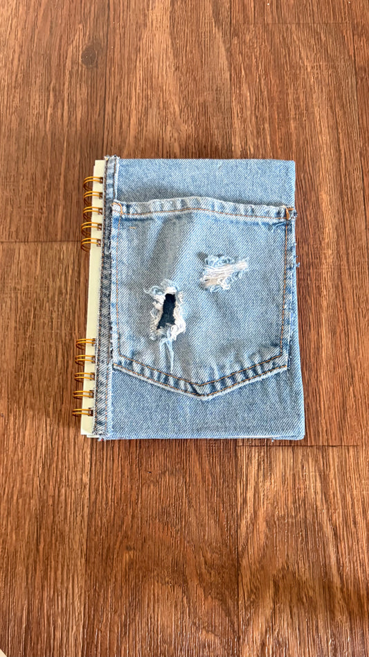 Deconstructed Denim Journal with a pocket binder style