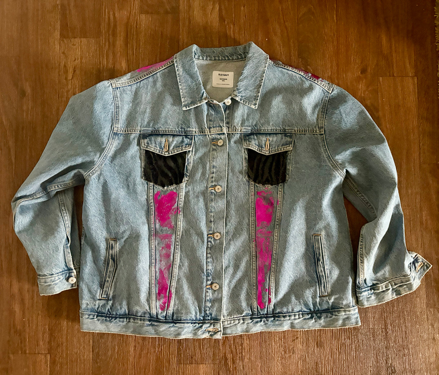 Magenta Foil Rhinestone Denim Jacket
